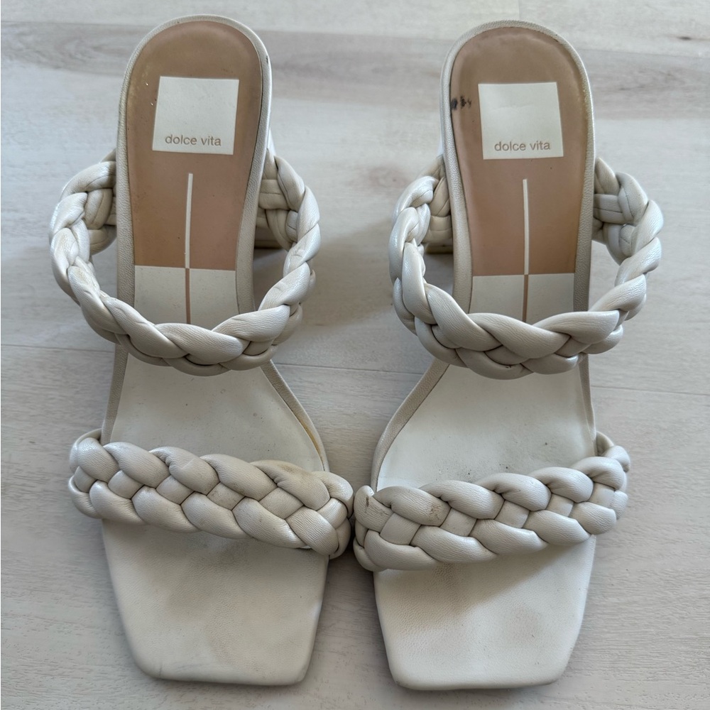 Dolce Vita Women's White Braided Heels